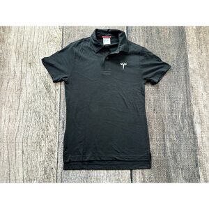 Tesla Elon Musk Men’s Black Golf Polo Shirt Electric Car XS Polyester Blend